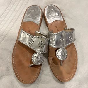 Metallic silver Jack Rogers sandals